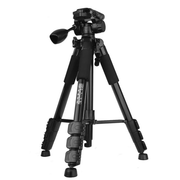Q111 4-Section Folding Legs Live Broadcast Aluminum Alloy Tripod Mount with Three-dimensional Damping Tripod Heads, Q111
