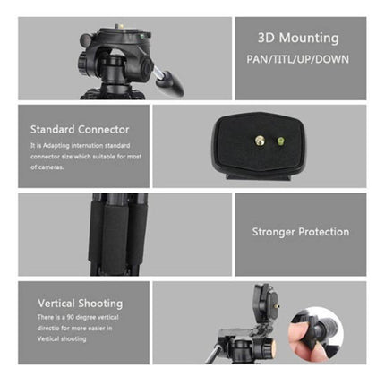 Q111 4-Section Folding Legs Live Broadcast Aluminum Alloy Tripod Mount with Three-dimensional Damping Tripod Heads, Q111