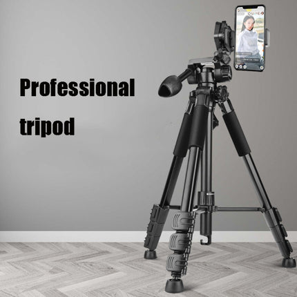 Q111 4-Section Folding Legs Live Broadcast Aluminum Alloy Tripod Mount with Three-dimensional Damping Tripod Heads, Q111