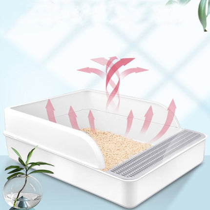 Cat Litter Box Semi-closed Square Feces Basin Pet Toilet, Small, Large, Large  Pink, Large  Gray