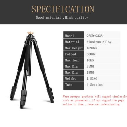 Q338 4-Section Folding Legs Live Broadcast Aluminum Alloy Tripod Mount, Q338With Three-dimensional Head, Q338 With Ball Head