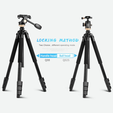 Q338 4-Section Folding Legs Live Broadcast Aluminum Alloy Tripod Mount, Q338With Three-dimensional Head, Q338 With Ball Head