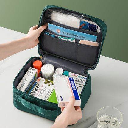 Thickened Large-Capacity Multifunctional Medicine Box Family Portable Storage Bag, Green, Gray, Pink