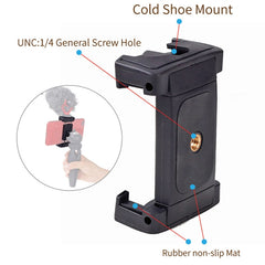 Xiletu Xj-12 Live Broadcast Bracket Fixing Clip Tripod Mount Phone Clamp with 1/4 inch Screw Holes & Cold Shoe Base, Xj12