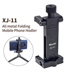 Xiletu Xj-12 Live Broadcast Bracket Fixing Clip Tripod Mount Phone Clamp with 1/4 inch Screw Holes & Cold Shoe Base, Xj12