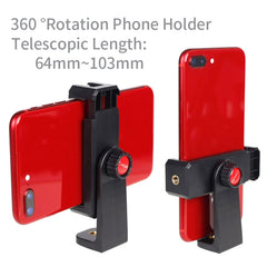 Xiletu Xj-12 Live Broadcast Bracket Fixing Clip Tripod Mount Phone Clamp with 1/4 inch Screw Holes & Cold Shoe Base, Xj12