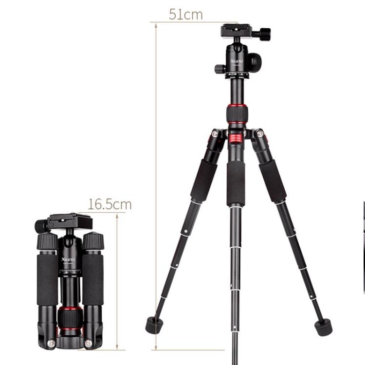 Xiletu FM5S-MINI 5-Section Folding Legs Mini Desktop Tripod Mount, Red, Black, Titanium