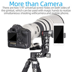 Xiletu Xgh3 360 Degree Rotation Horizontal Cantilever Hollow Gimbal Tripod Head, Xgh3