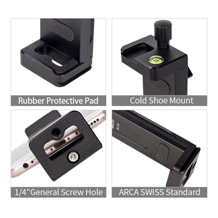 Xiletu Xj15 Live Broadcast Desktop Full Metal Tripod Mount Tablet Pc Phone Clamp With 1/4 Inch Screw Holes & Cold Shoe Base