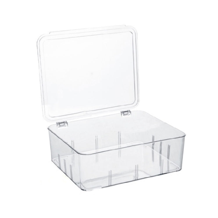 Food Storage Box Transparent Separated Fresh-Keeping Box Refrigerator Plastic Cold Storage Box, No Grid, Quarter Grid