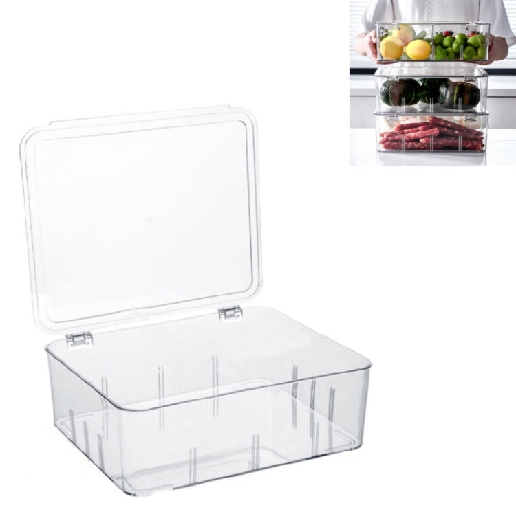 Food Storage Box Transparent Separated Fresh-Keeping Box Refrigerator Plastic Cold Storage Box, No Grid, Quarter Grid