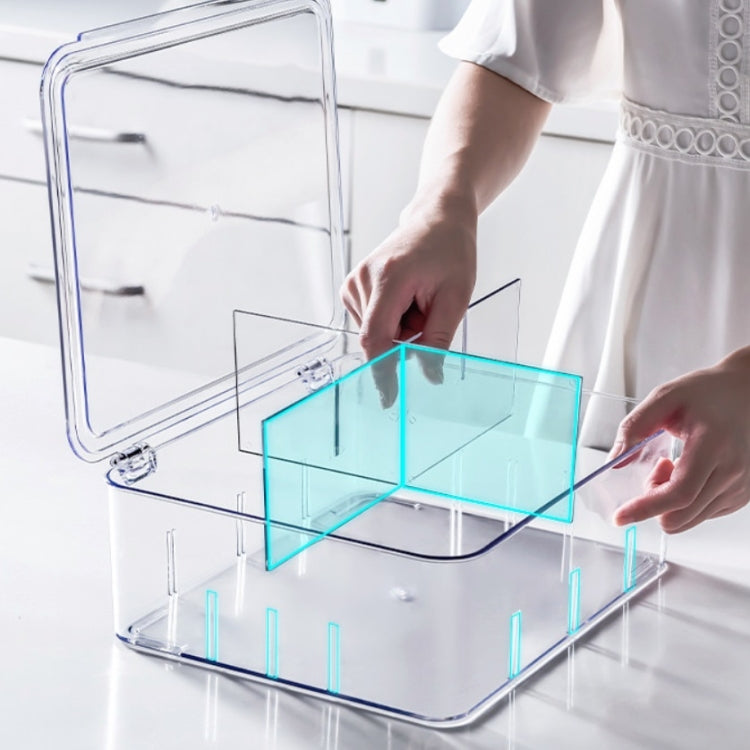 Food Storage Box Transparent Separated Fresh-Keeping Box Refrigerator Plastic Cold Storage Box, No Grid, Quarter Grid