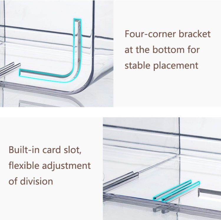 Food Storage Box Transparent Separated Fresh-Keeping Box Refrigerator Plastic Cold Storage Box, No Grid, Quarter Grid