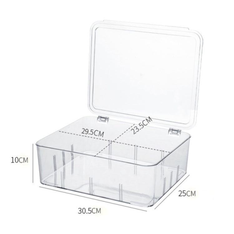 Food Storage Box Transparent Separated Fresh-Keeping Box Refrigerator Plastic Cold Storage Box, No Grid, Quarter Grid