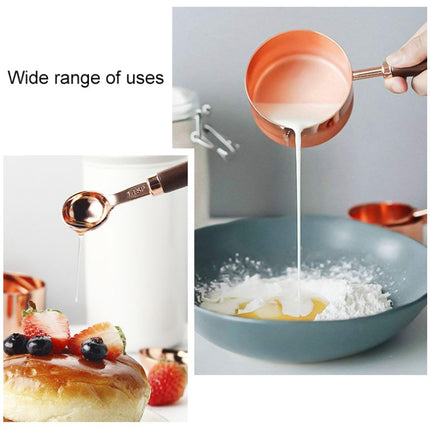 Walnut Handle Copper-Plated Kitchen Baking Tools Bartender Scale Measuring Set, 4 PCS / Set Measuring Spoon, 4 PCS / Set Measuring Cup