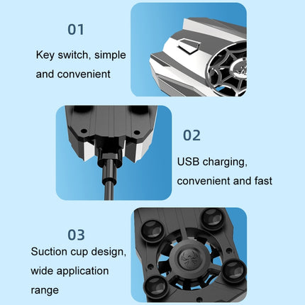 Ventilador portátil para teléfono móvil, enfriador físico con ventosa, radiador rápido, negro y plateado