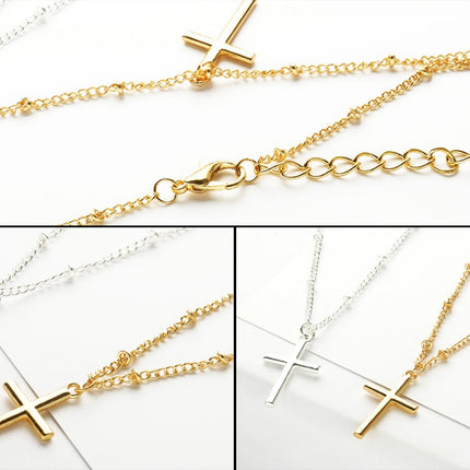 Women Fashion Bright Electroplating Cross Jewelry Necklace, Gold, Silver