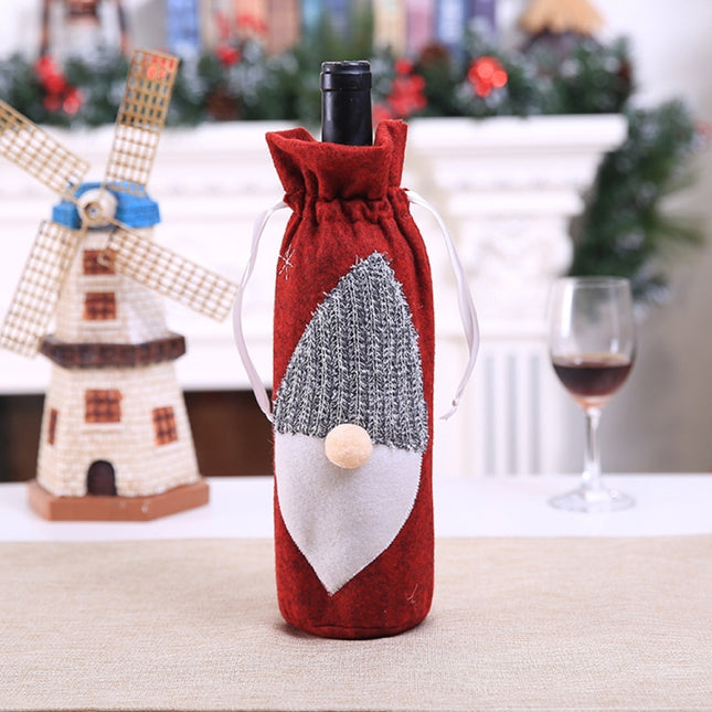 Christmas Machine Embroidered Faceless Old Man Wine Bottle Bags Table Decorations