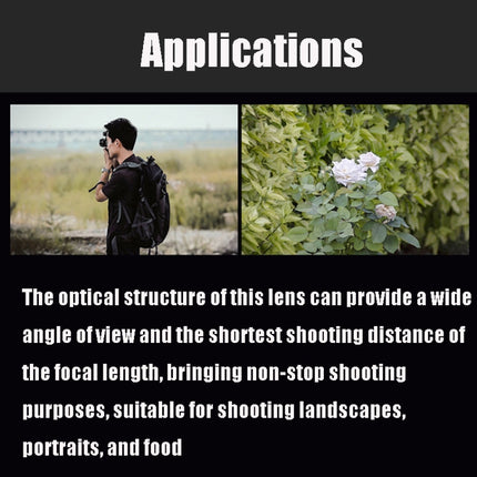 Lightdow 35mm F2.0 Wide-Angle Lens Full-Frame Portrait Micro SLR Manual Fixed Focus Lens, 35mm F2.0