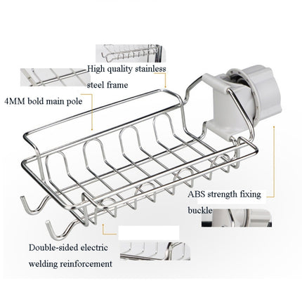 Faucet Rack Stainless Steel Perforated Free Kitchen Sink Storage Rack Rag Sponge Drain Rack, Type A, Type B, Type C