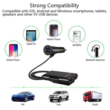 One For Four 8A Car Charger QC3.0 Fast Charge 4USB Car Front And Rear Seat Car Charger