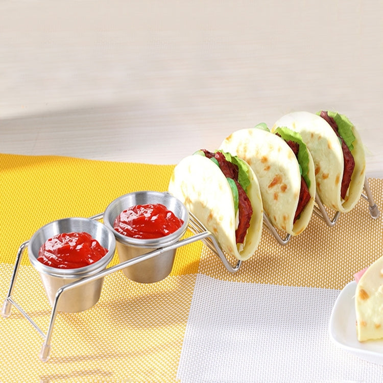 Taco Rack Stainless Steel 304 Taco Rack Taco Pancake Stand, Single Head Double Cup, Single Cup At Both Ends, 3 Grid Widened