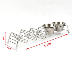 Taco Rack Stainless Steel 304 Taco Rack Taco Pancake Stand, Single Head Double Cup, Single Cup At Both Ends, 3 Grid Widened