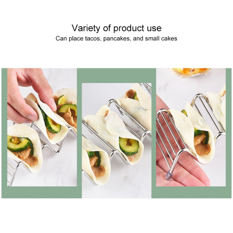 Taco Rack Stainless Steel 304 Taco Rack Taco Pancake Stand, Single Head Double Cup, Single Cup At Both Ends, 3 Grid Widened