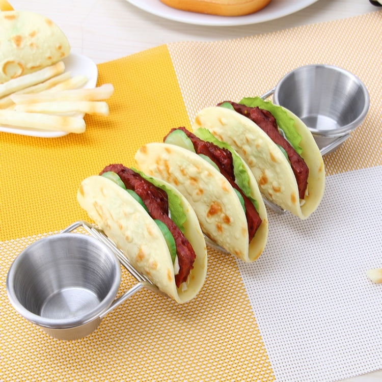 Taco Rack Stainless Steel 304 Taco Rack Taco Pancake Stand, Single Head Double Cup, Single Cup At Both Ends, 3 Grid Widened
