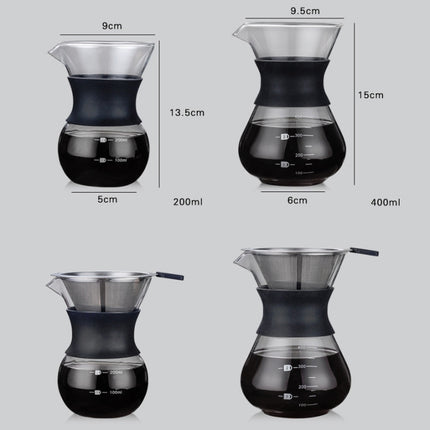 High Temperature Resistant Coffee Maker, 200ml With Strainer, 400ml With Strainer, 200ml Without Strainer, 400ml Without Strainer