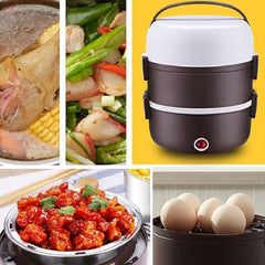 LINGRUI Multi-Function Electric Lunch Box Electric Heating Insulation Cooking Mini Rice Cooker, CN Plug, Double Layer, Three Layer