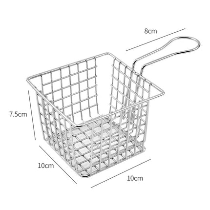 Electroplating Wrought Iron Fries Fried Basket Mini Grid Fried Food Storage Basket, Chrome, Bronze