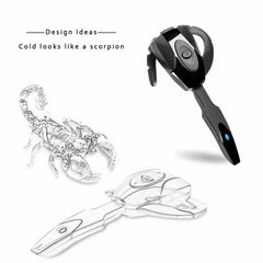 PS3 Bluetooth 5.0 Scorpion Unilateral Hanging Ear Bluetooth Earphone Black Hole Headset