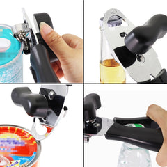 4 in 1 Multifunctional Can Opener Kitchen Household Lid Opener Canning Knife, Black, Green