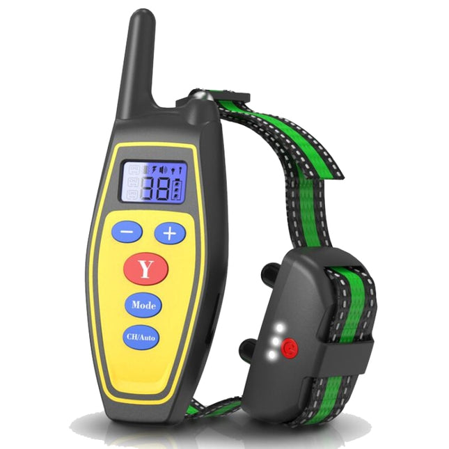 Dog Training Device Remote Control Bark Control Charging Waterproof Pet Training Collar with Electric Shock Vibration, Yellow, Black