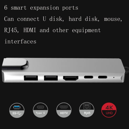 6 in 1 USB3.1 Type-C to HDMI+RJ45 Docking Station for Nintendo Type-C Docking Station, 6 in 1