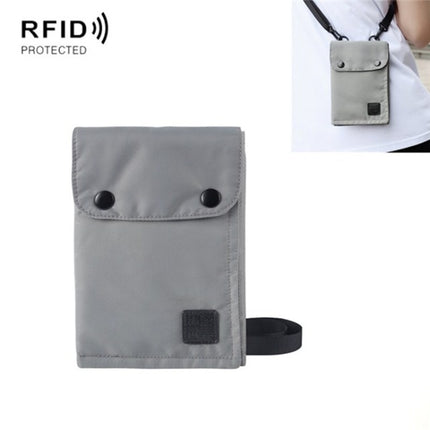 Antimagnetic RFID Hanging Neck Nylon Passport Bag Waterproof Storage Change Mobile Phone Bag, Black, Gray, Orange, Green