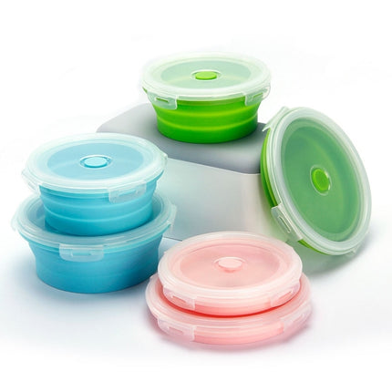 Microwave Portable Folding Lunch Box Round Silicone Lunch Box Random Colour Delivery, Capacity:350ml