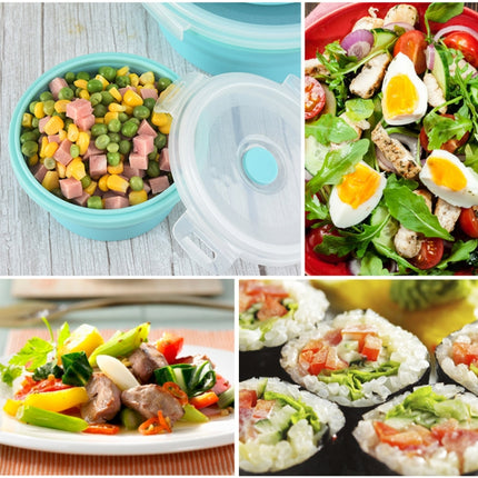 Microwave Portable Folding Lunch Box Round Silicone Lunch Box Random Colour Delivery, Capacity:350ml