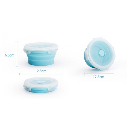 Microwave Portable Folding Lunch Box Round Silicone Lunch Box Random Colour Delivery, Capacity:350ml