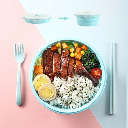 Microwave Portable Folding Lunch Box Round Silicone Lunch Box Random Colour Delivery, Capacity:350ml