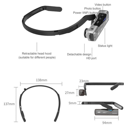 ORDRO EP7 4K Head-Mounted  Auto Focus Live Video Smart Sports Camera