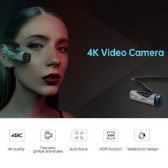 ORDRO EP7 4K Head-Mounted  Auto Focus Live Video Smart Sports Camera, Without Remote Control, With Remote Control