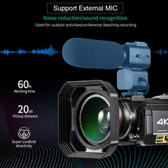 ORDRO AC3 3.1 inch IPS Screen 4K Full HD 13MP Night Vision WiFi Live Camcorder DV Digital Camera, Standard, Standard + Microphone, Standard+ Microphone +Fill Light
