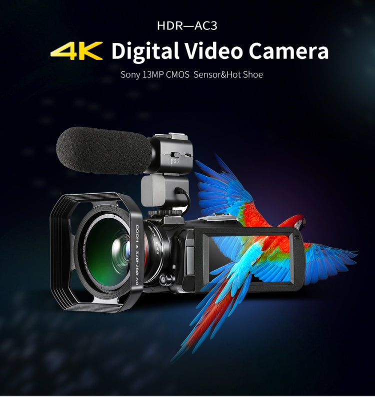 ORDRO AC3 3.1 inch IPS Screen 4K Full HD 13MP Night Vision WiFi Live Camcorder DV Digital Camera, Standard, Standard + Microphone, Standard+ Microphone +Fill Light