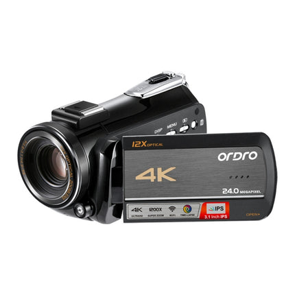 Cámara de vídeo digital ORDRO AC5 4K HD con visión nocturna, WiFi, zoom óptico de 12X, videocámara DV, estándar, estándar + micrófono, estándar + micrófono + soporte de mano, estándar + micrófono + luz de relleno