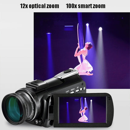 Cámara de vídeo digital ORDRO AC5 4K HD con visión nocturna, WiFi, zoom óptico de 12X, videocámara DV, estándar, estándar + micrófono, estándar + micrófono + soporte de mano, estándar + micrófono + luz de relleno