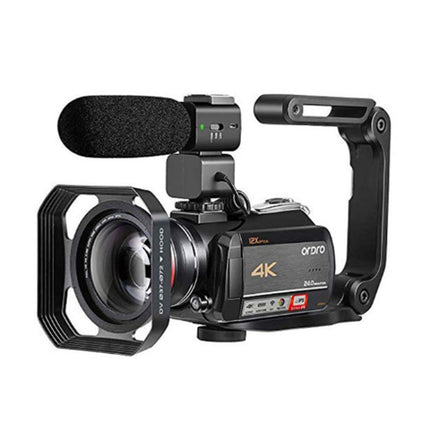 Cámara de vídeo digital ORDRO AC5 4K HD con visión nocturna, WiFi, zoom óptico de 12X, videocámara DV, estándar, estándar + micrófono, estándar + micrófono + soporte de mano, estándar + micrófono + luz de relleno
