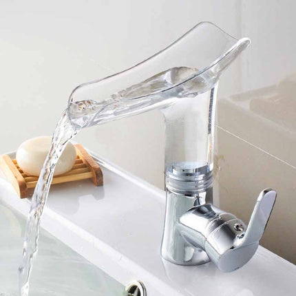 Bathroom Hot Cold Water Faucet Wine Glass Waterfall Faucet, Transparent, Blue, Purple, Brown &Yellow