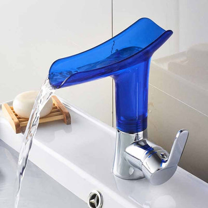 Bathroom Hot Cold Water Faucet Wine Glass Waterfall Faucet, Transparent, Blue, Purple, Brown &Yellow
